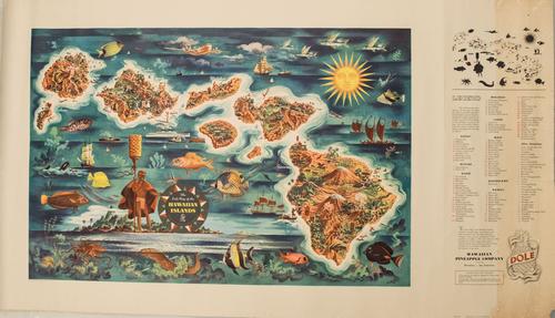 1950 Feher Pictorial Map of Hawaiian Islands for Dole (1 of 1)
