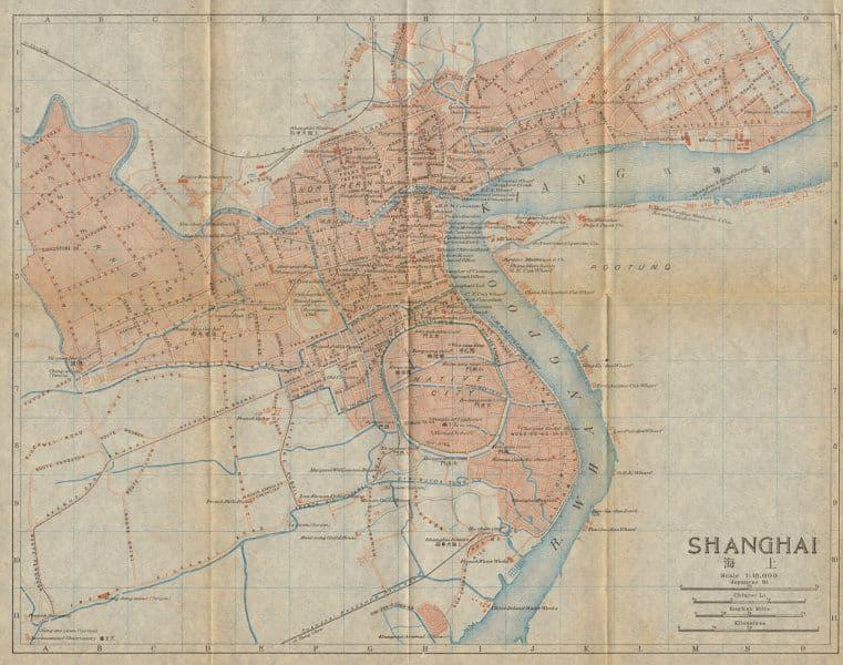 Shanghai'. Shanghai antique town city plan. China 1915 (1 of 2)