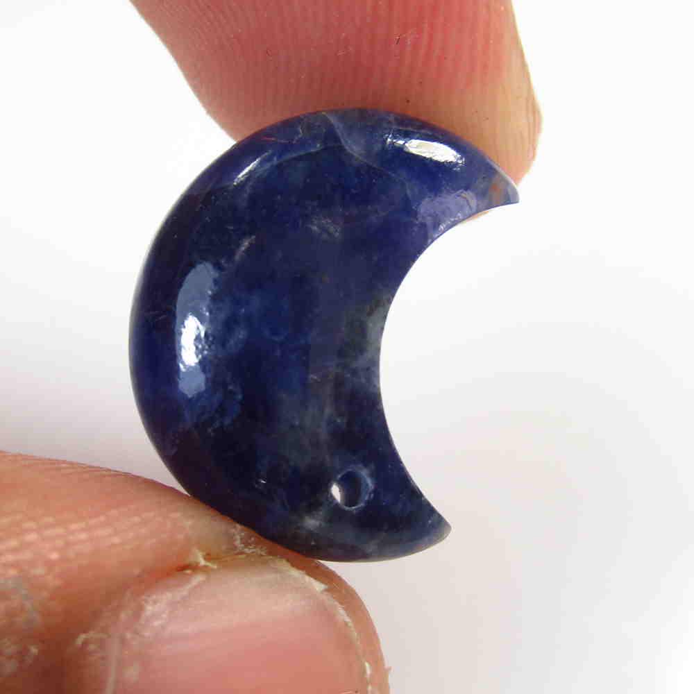 9.15 Ctw Natural Lapis Lazuli Half Moon Cab: No Reserve! Title: 9.15 Ctw Natural Lapis Lazuli Half Moon Cab Stone Clarity: Opaque Gemstone:Lapis Lazuli Carat Weight: 9.15 Size/Dimensions: 11.80 x 9.00 x 9.00 mm Additional Information: Drilled Ha