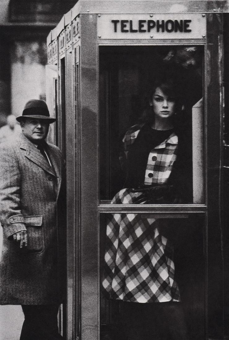 DAVID BAILEY - Jean Shrimpton in the Phone Box: Artist: DAVID BAILEY Print Title: Jean Shrimpton in the Phone Box Printing Date: 1980’s Medium: photo-engraving Printed in: the USA Image Size: 7 x 7” Reserve: $25.00 Shipping: Domestic: Flat rate