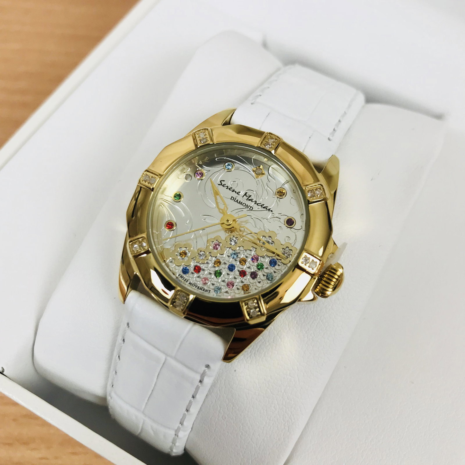 Serene Marceau Diamond Gold Plated 16 Diamond Watch