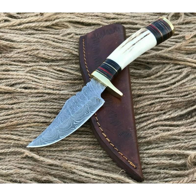 Skinner damascus steel knife handmade brass wood antler: Knife "Amesbury" Damascus knives are very durable, look great and keep sharpness perfectly. Damascus steel has high quality contents to give it an excellent edge and sharp cutting ability. The blade r