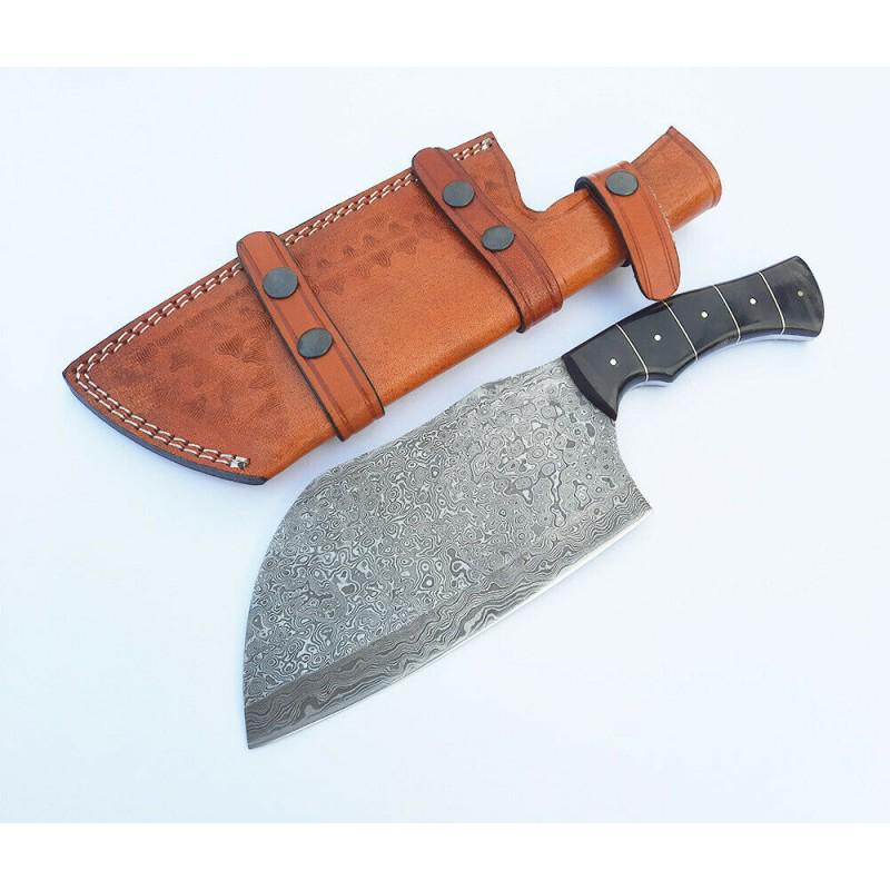 Hatchet damascus steel axe out door brass horn (1 of 4)