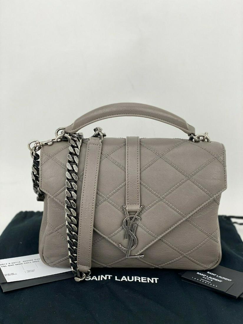 Saint Laurent Monogram Leather Diamond Quilted College (1 of 12)