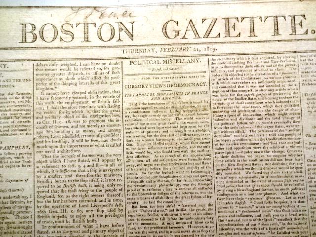 1805 Newspaper Impeachment of Samuel Chase (1 of 4)