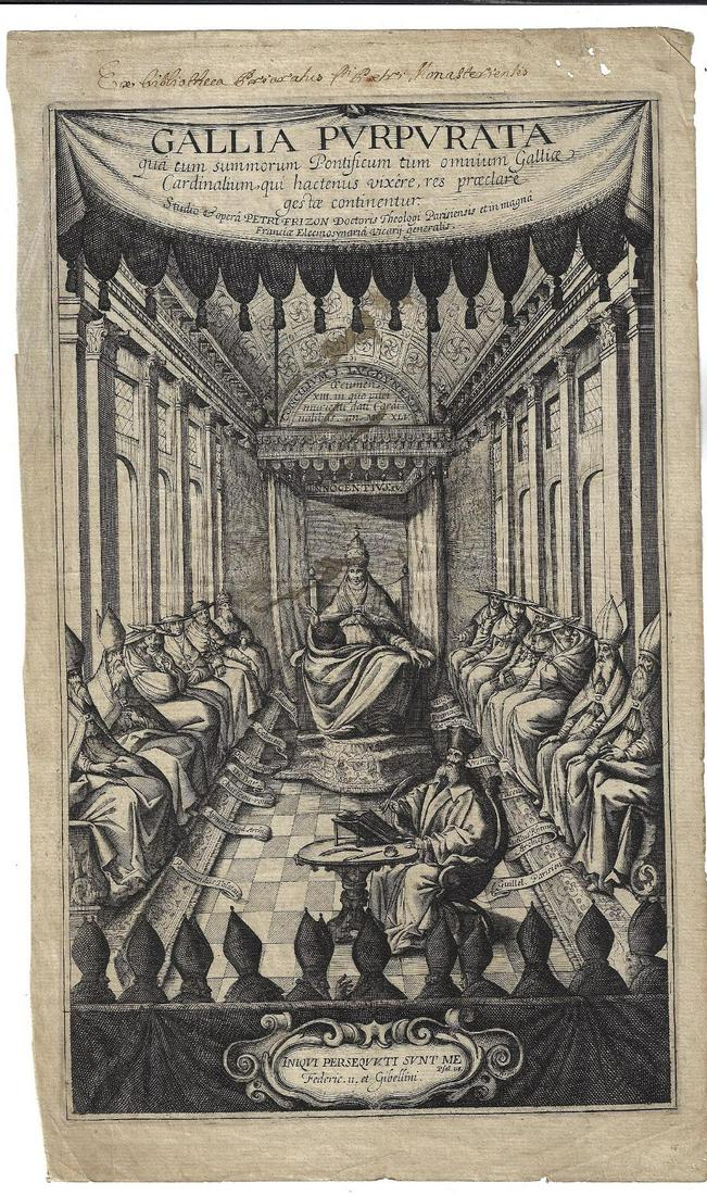 17th C Engraving of French Cardinals Pope (1 of 2)