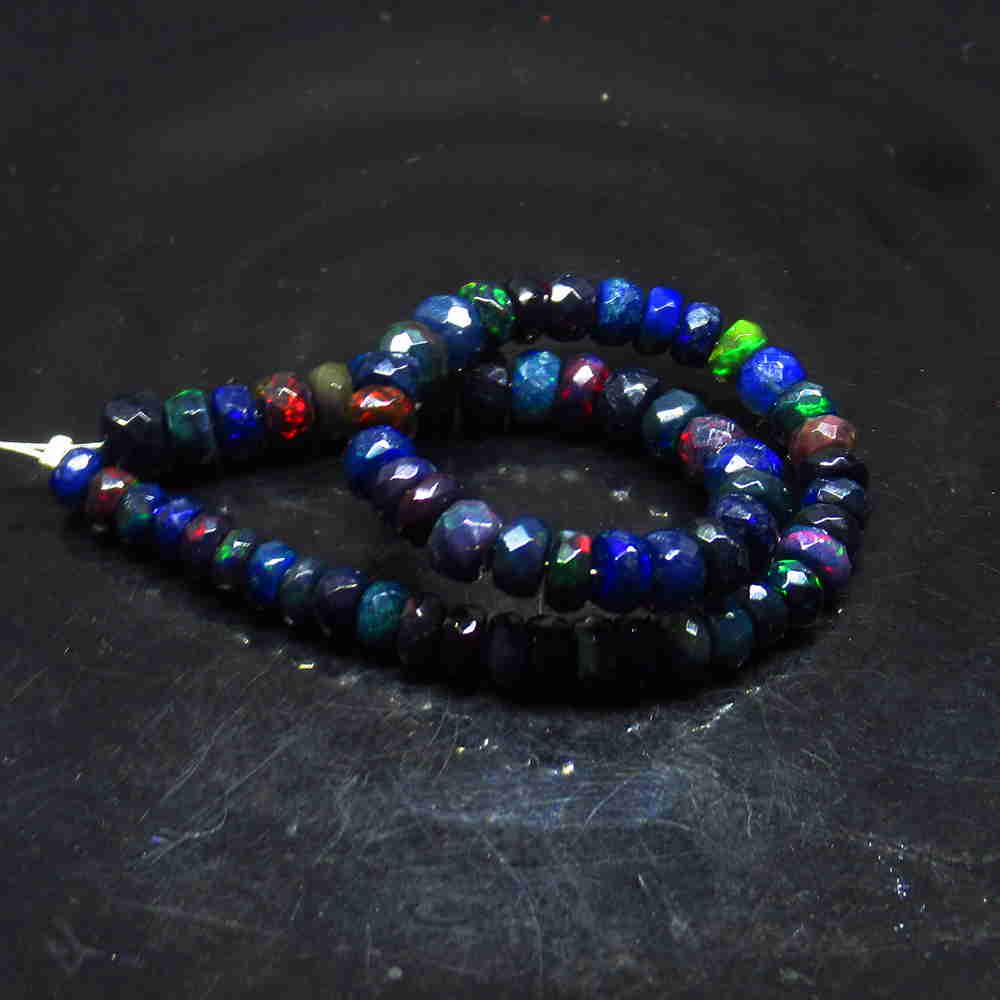 15.00 Ctw Natural 63 Drilled Faceted Black Opal Beads (1 of 2)