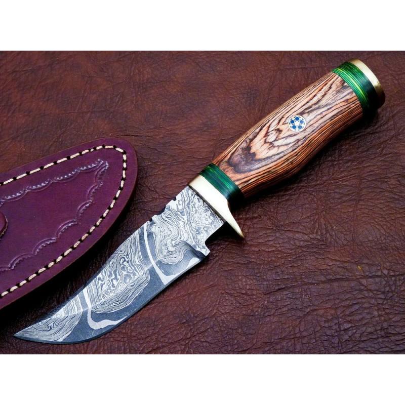 Damascus steel knife work hiking brass wood leather: Knife "Baltimore" Damascus knives are very durable, look great and keep sharpness perfectly. Damascus steel has high quality contents to give it an excellent edge and sharp cutting ability. The blade 
