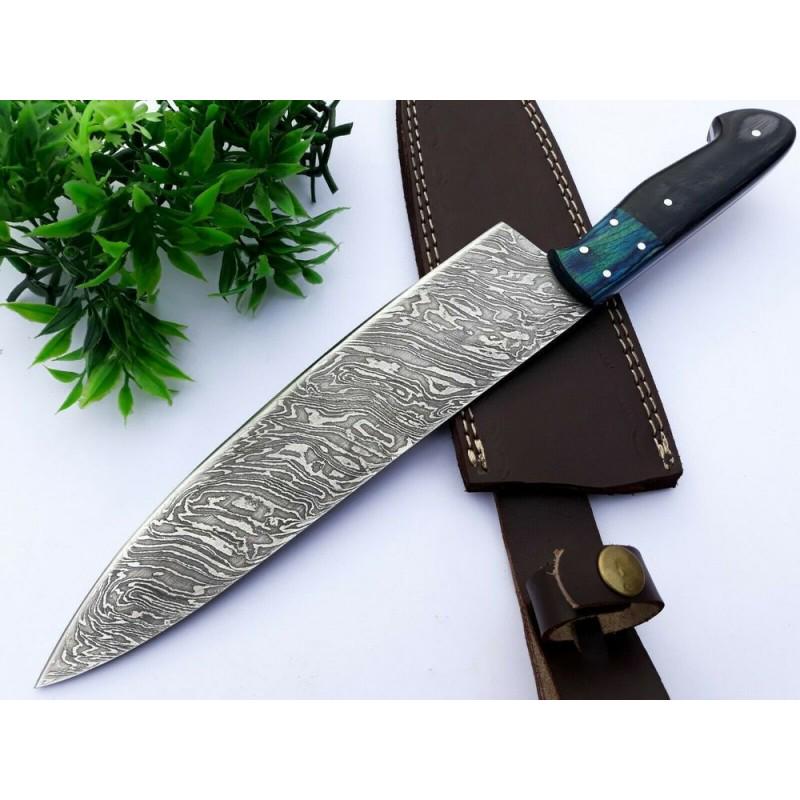 Camping damascus steel knife hiking skinner knife (1 of 4)