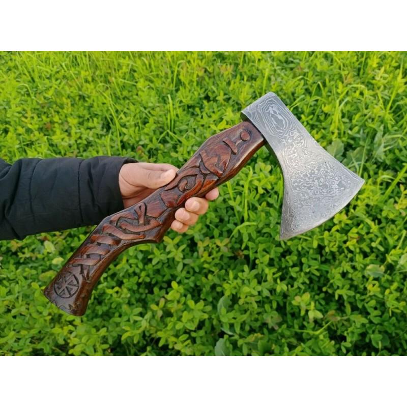 Splitter damascus steel viking axe handmade (1 of 4)