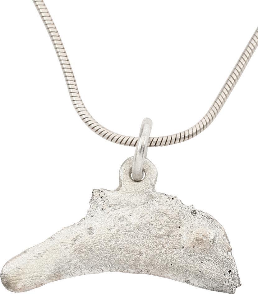 GREEK BRONZE DOLPHIN “COIN” NECKLACE: From the Greek Black Sea colony of Olbia which provided slaves, cereal, and fish. Before dying struck coinage, these dolphin figures served as a means of exchange, vital for commerce to thrive. They a