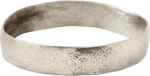 VIKING WARRIOR'S BEARD RING, 9th-11th CENT AD: Silvered bronze with a rounded face. 3.2mm in width. 0.58 inner diameter (about 5/8" ). The use of beard rings by Vikings is well documented though very few genuine examples survive. Professionally re