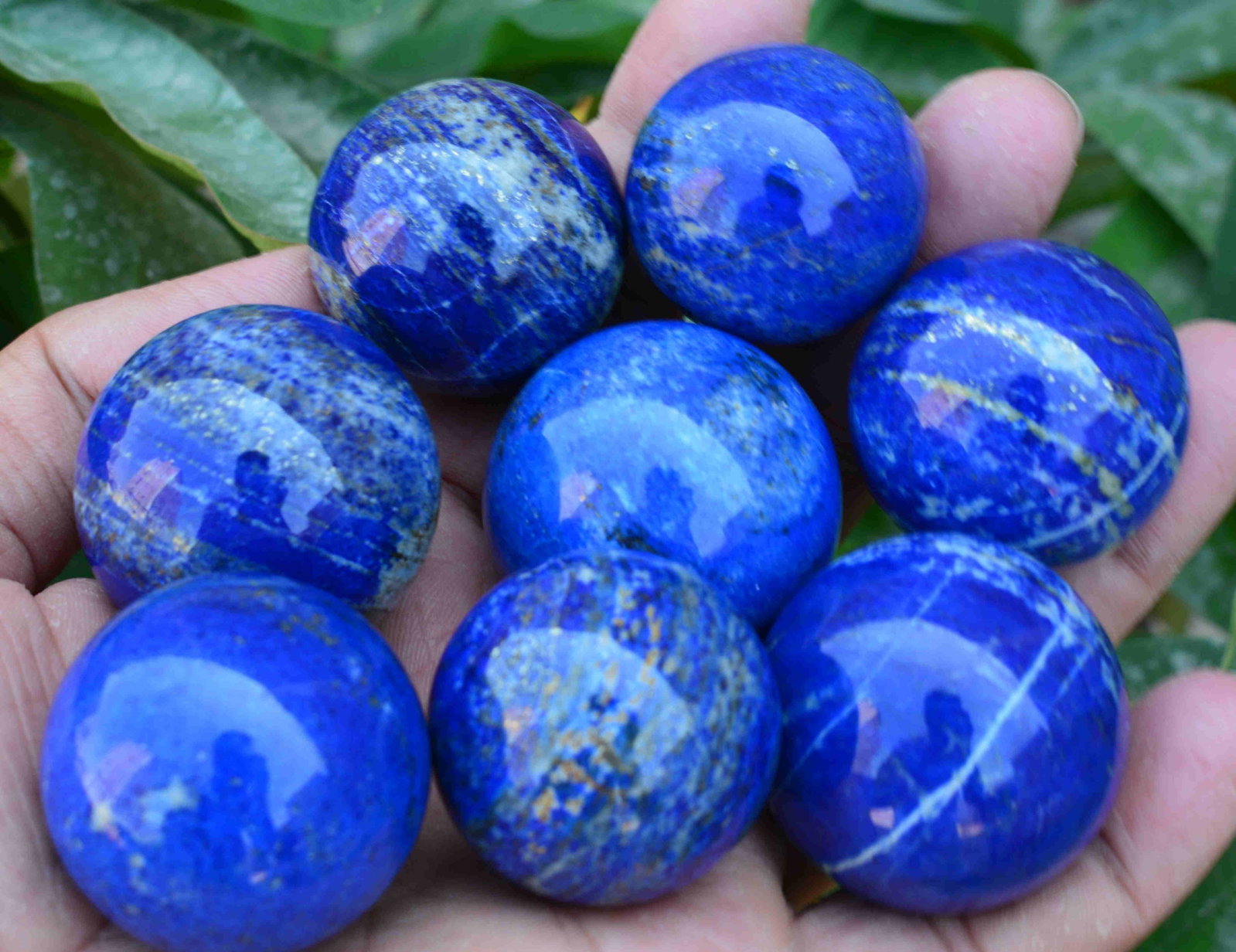 595 Grams Royal Blue Lapis Lazuli Sphere: Title: 595 Grams Royal Blue Lapis Lazuli Sphere Weight: 595 Grams Origin: Afghanistan Materials: Sphere Size: 8 Pcs Additional Information: Treatment: Natural Reserve: $200.00 Shipping: Domestic