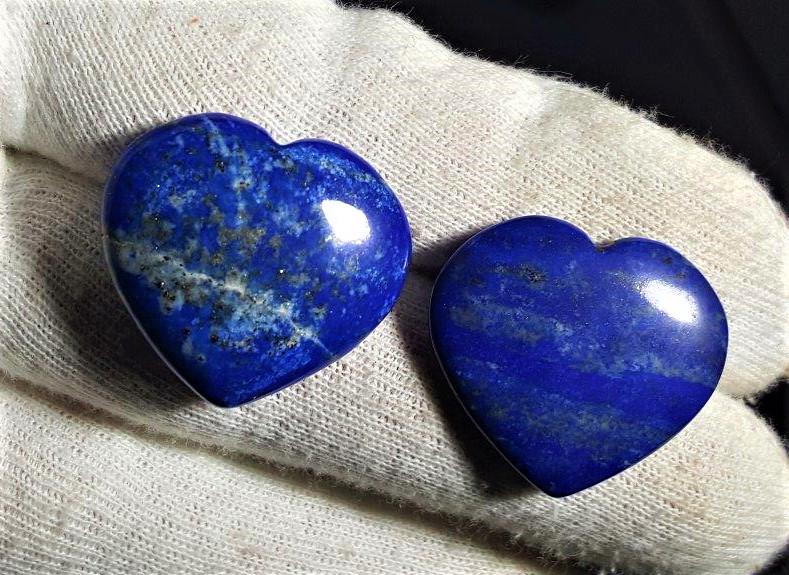 Lapis Lazuli Heart shape paired tumblr: Title: Lapis Lazuli Heart shape paired tumblr Gemstones: Mineral Additional Info: Lapis Lazuli Heart shape paired tumblr Reserve: $30.00 Shipping: Domestic: Flat-rate of $23.00 to anywhere within the 
