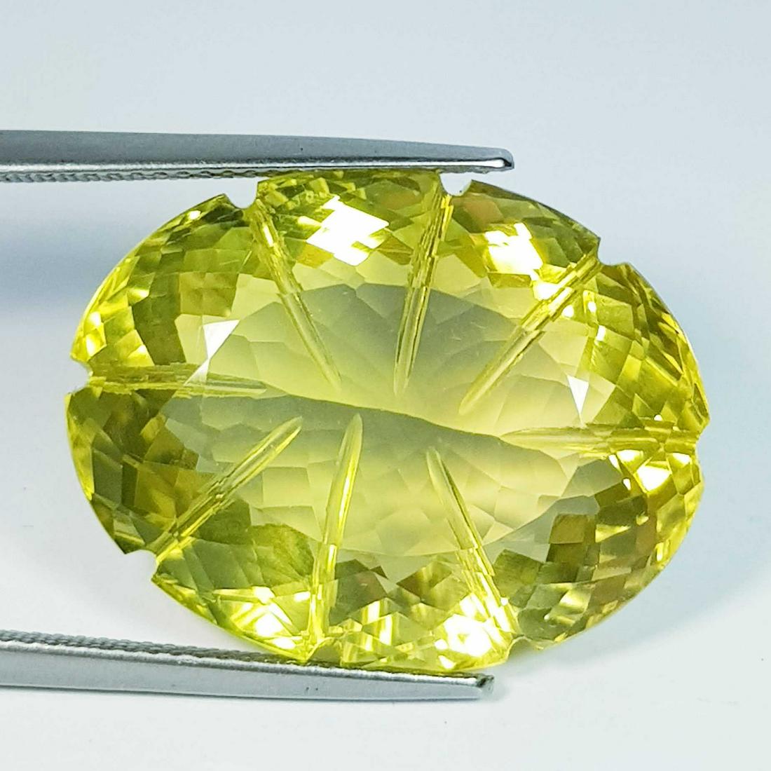 35.10 ct Natural Lemon Quartz Oval Flower Cut (1 of 5)