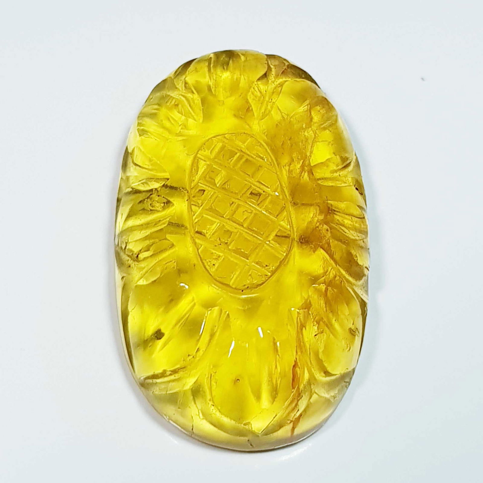 80.40 ct Natural Green Golden Quartz Oval Flower (1 of 5)