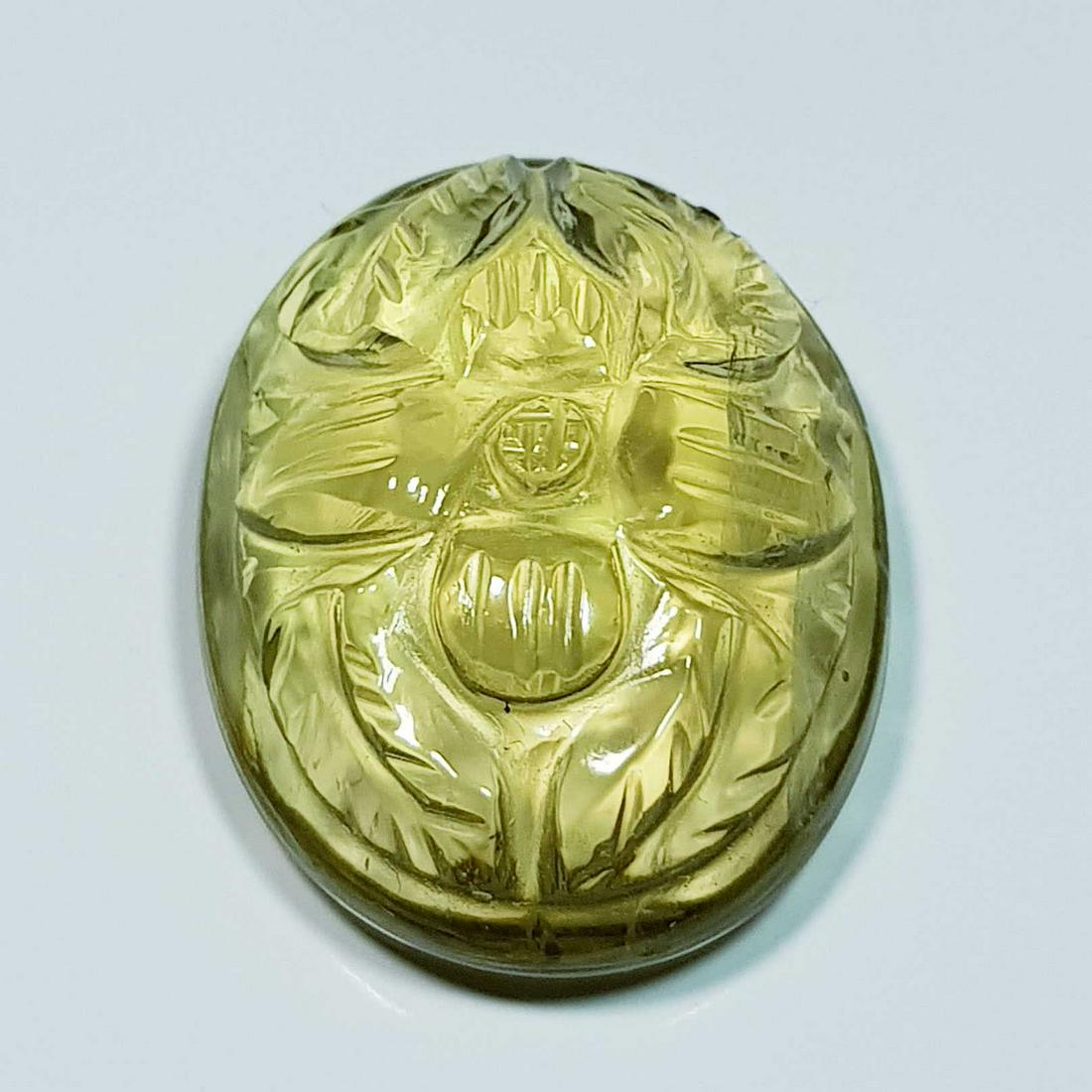 39.06 ct Natural Green Golden Quartz Oval Flower (1 of 5)