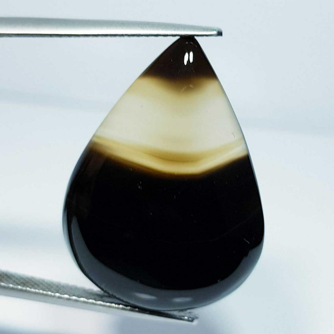 23.35 ct Natural Black Lace Agate Pear Cabochon (1 of 5)