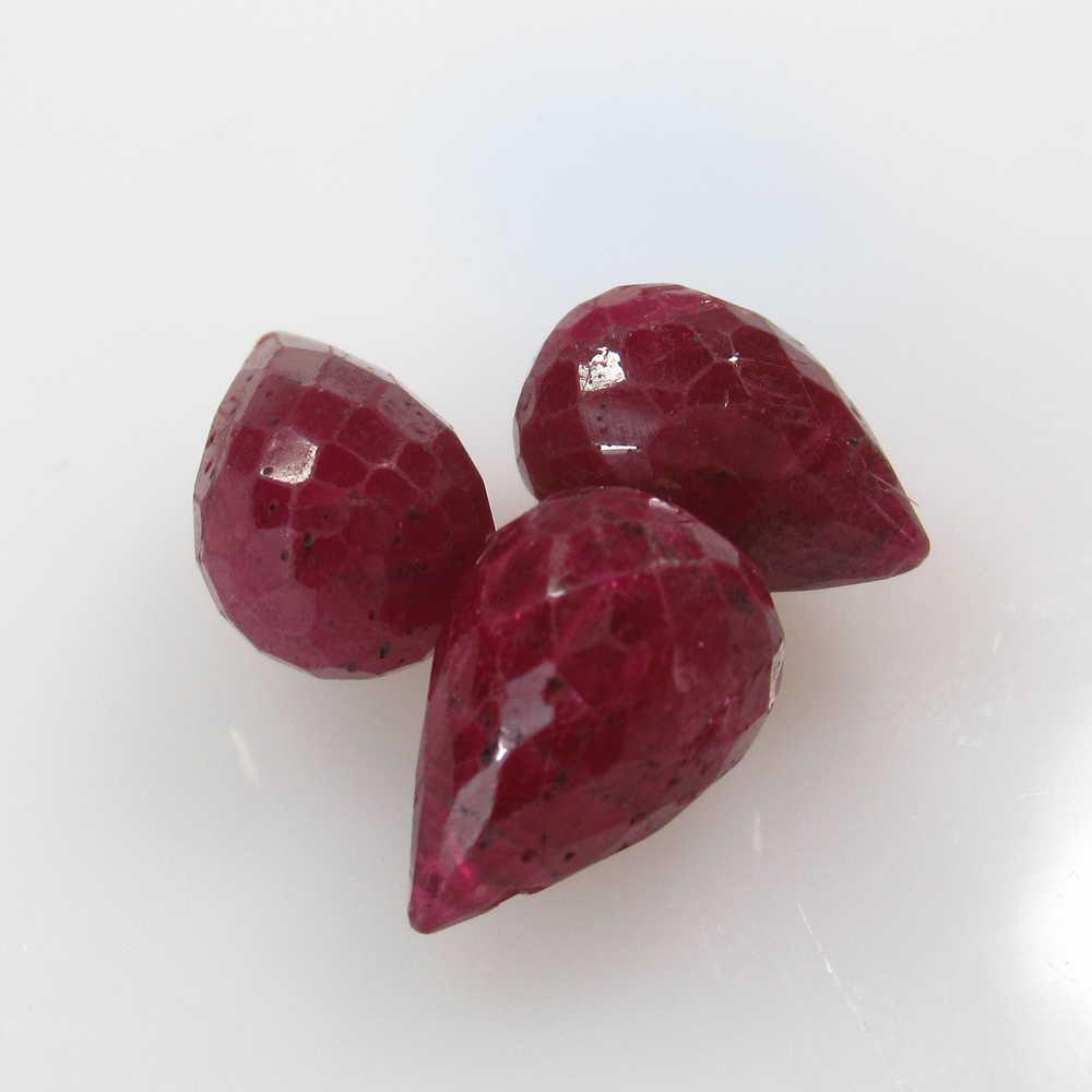 21.10 Ctw Natural 3 Mozambique Red Ruby Pear Drop Beads (1 of 2)