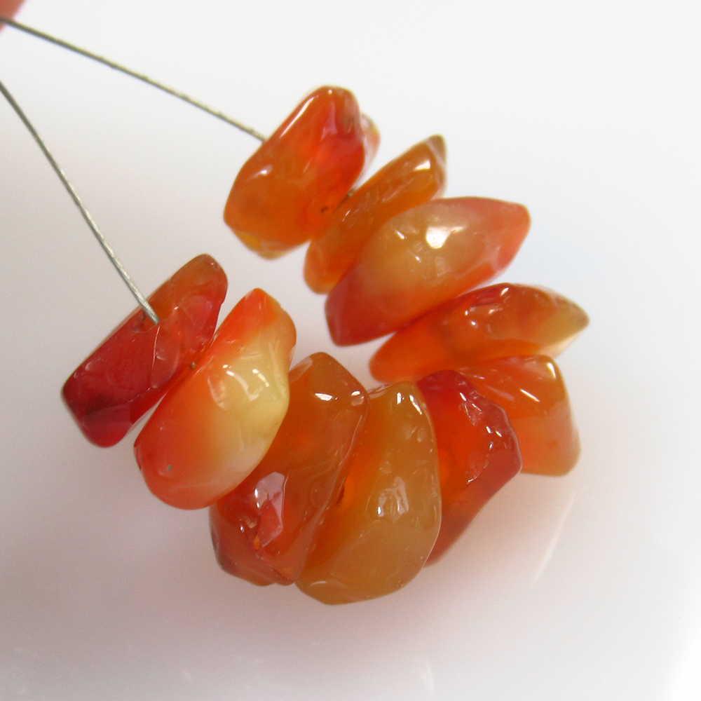 19.24 Ctw Natural 10 Carnelian Drilled Unshaped Beads: No Reserve! Title: 19.24 Ctw Natural 10 Carnelian Drilled Unshaped Beads Stone Clarity: Transparent Gemstones: Carnelian Beads Size/Dimensions: 19.24 Carat Weights: 9.0x7.0 to 9.5x7.6 mm / 10 PC's Add