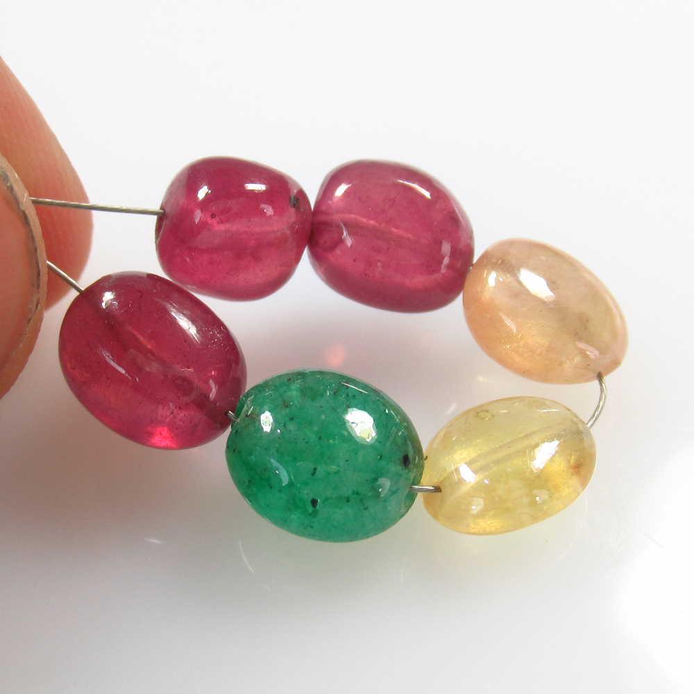 23.79 Ctw Natural 6 Ruby Emerald Sapphire Beads (1 of 2)