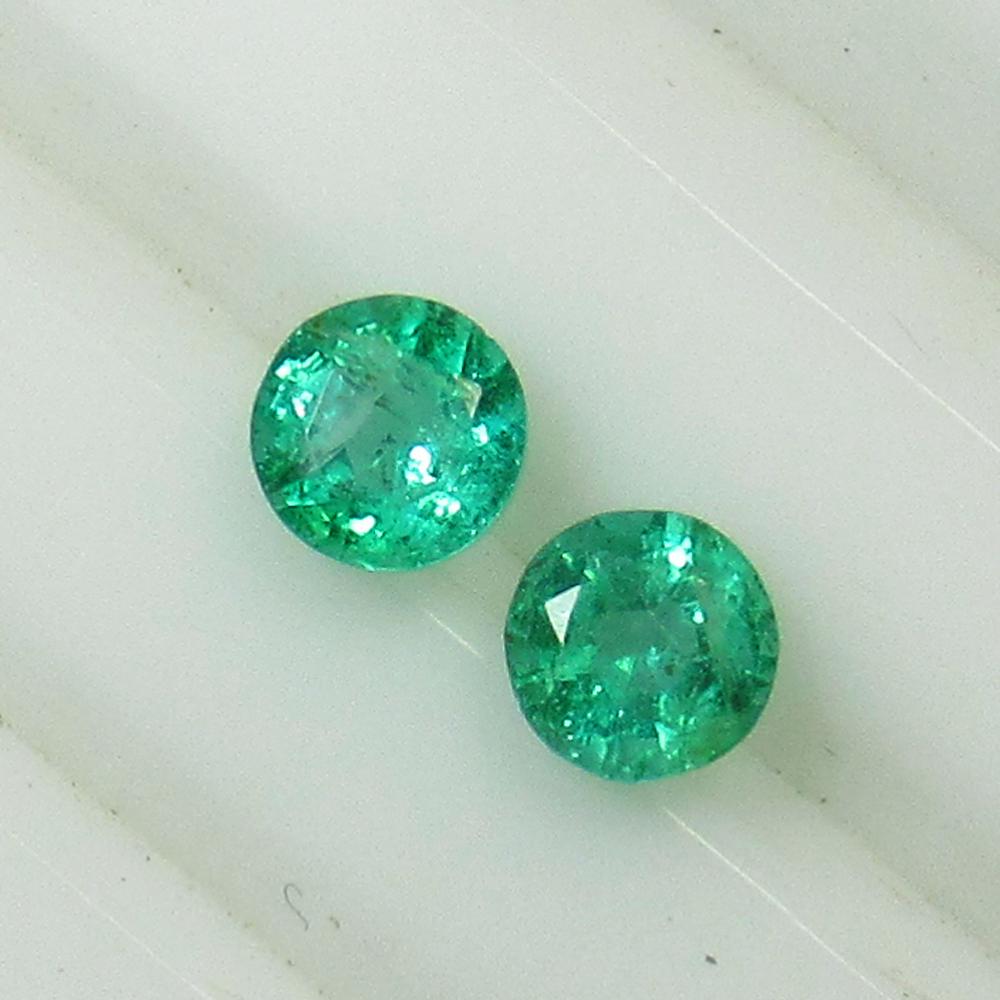 0.63 Ct Natural Zambian Emerald Round Pair (1 of 2)