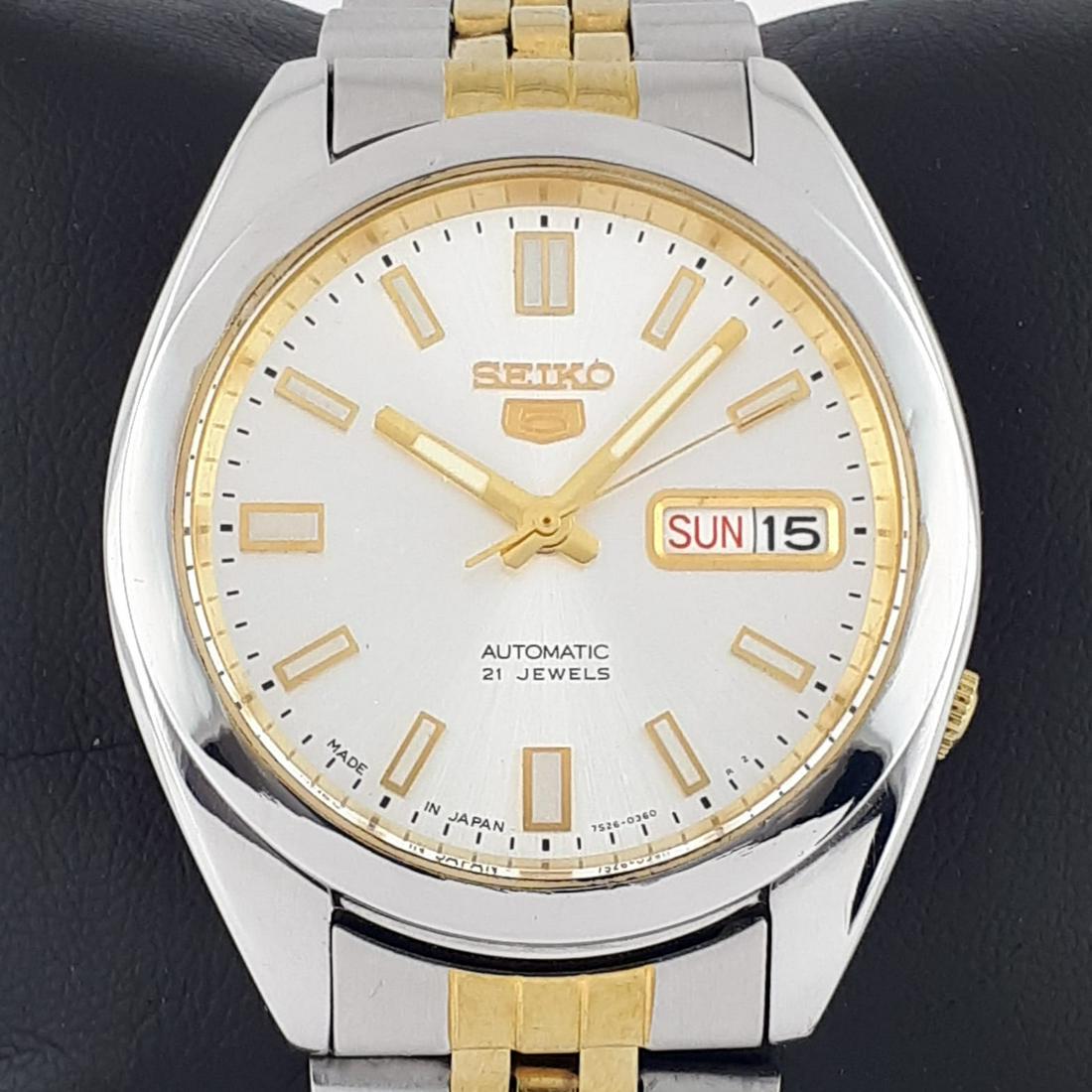 Seiko - Seiko - 5 - Day Date - Ref:7S26-00X0 - Men -: Brand : Seiko Model : Seiko - 5 - Day Date Ref : 7S26-00X0 Gender : Men Movement : Automatic Type : Analogue wristwatch Total Lenght : 17,5 cm / 6,89 inch (Including Watch Case) Case Size : 34 mm / 1,
