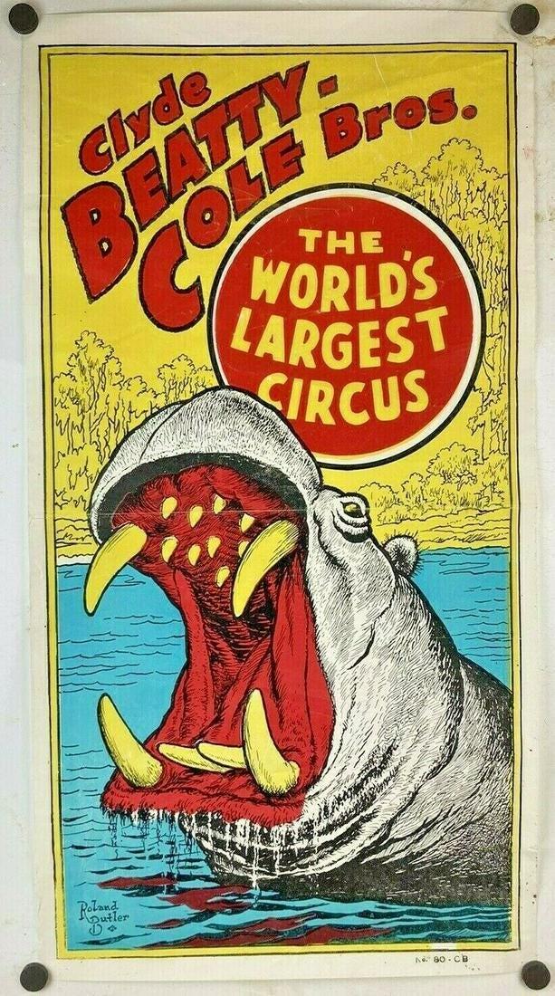 Vintage Clyde Beatty-Cole Bros Circus Poster (1 of 5)