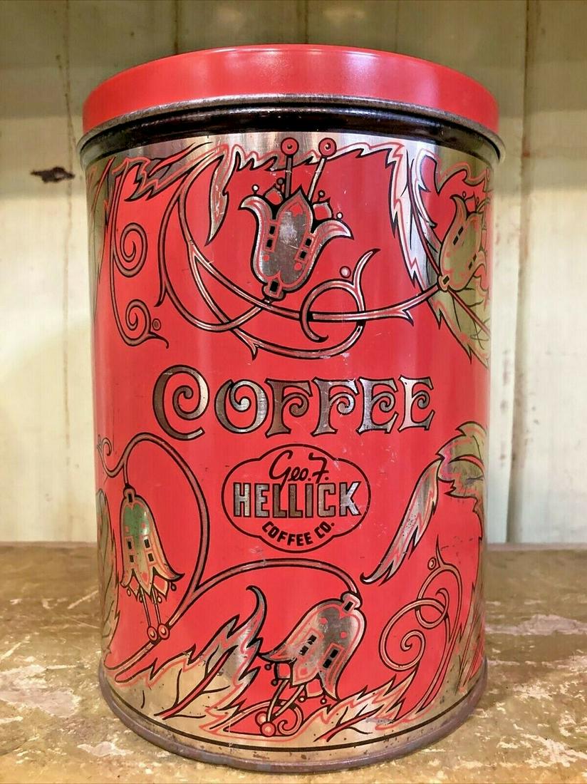 1950'S Tin Coffee Can George Hellick Co. (1 of 8)