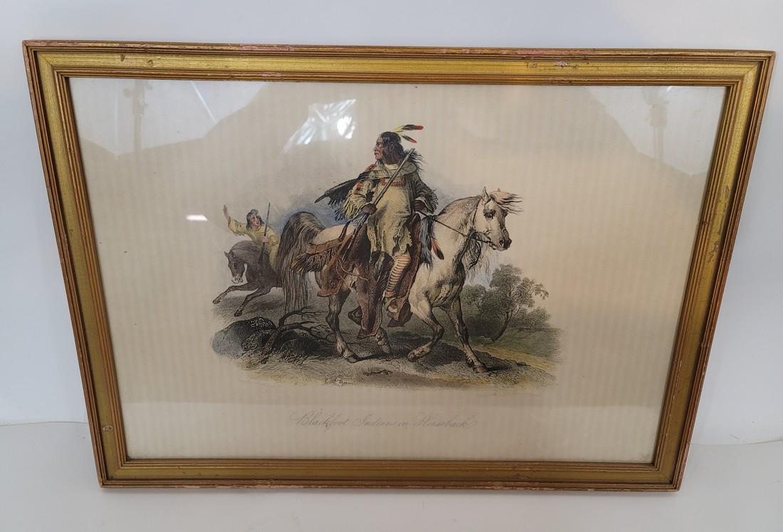 "Blackfoot Indian on Horeseback" print ca 1930's (1 of 5)