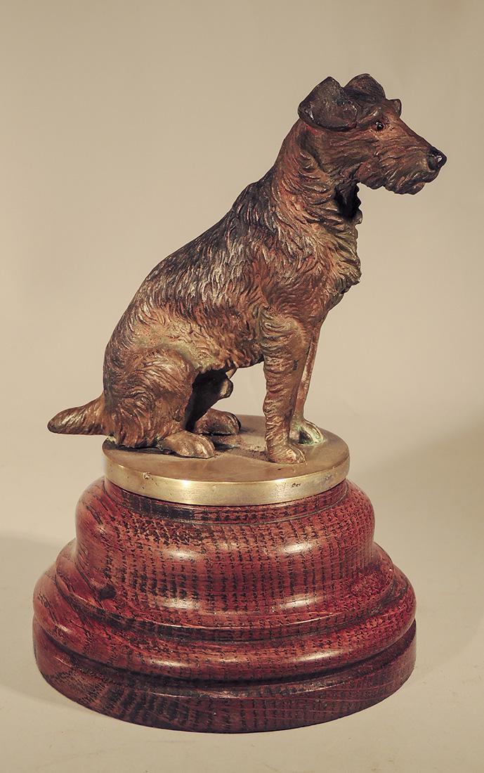 Cold-painted Vienna Bronze Airedale Dog Car Mascot (1 of 4)