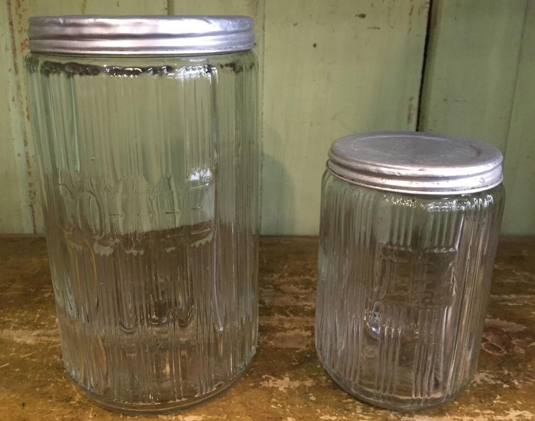 PAIR Primitive Hoosier Kitchen Cabinet Glass COFFEE AND (1 of 8)