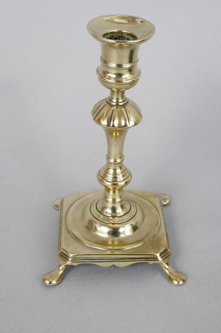 A scarce mid 18th century scalloped square based brass (1 of 2)