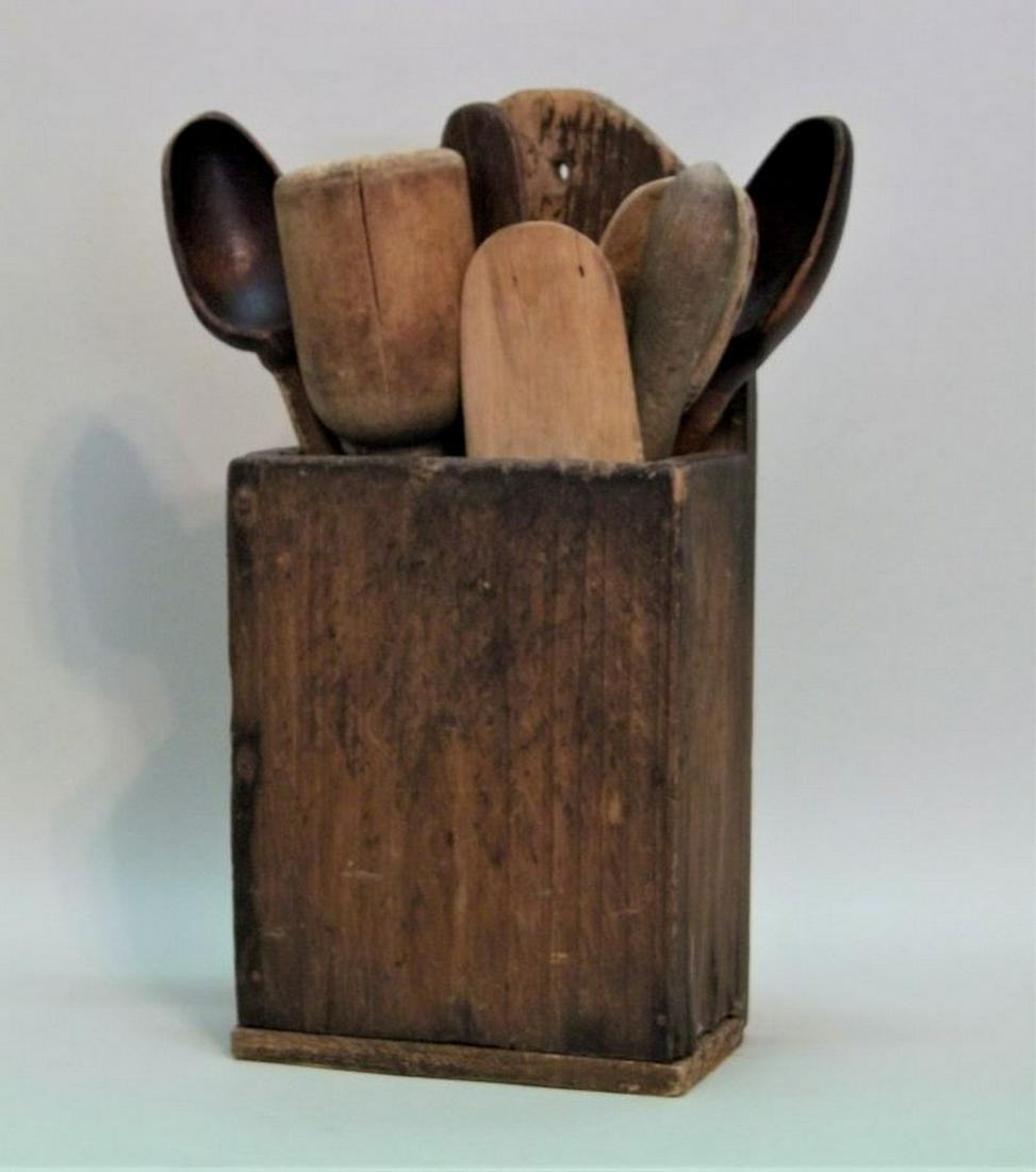 Collection of Woodware in a Wall Pocket (1 of 6)