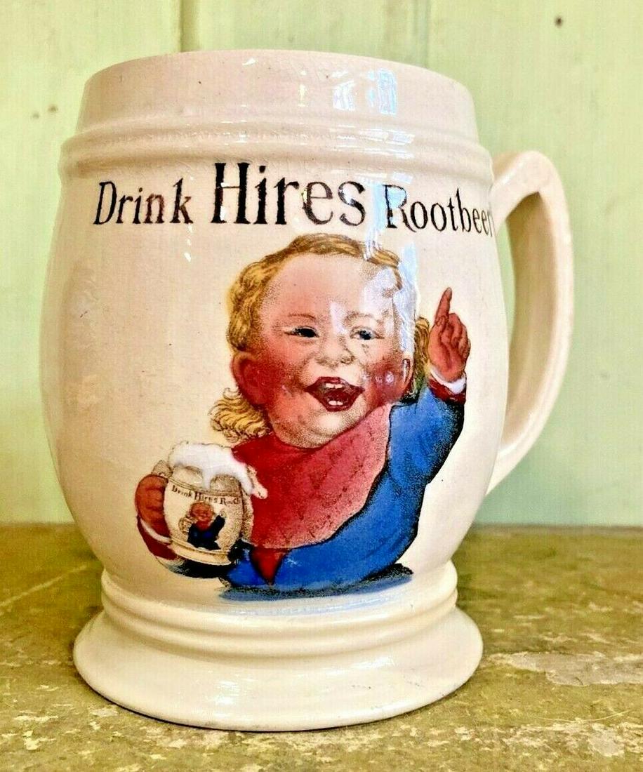 1890s HIRES ROOT BEER STONEWARE MUG BY VILLEROY AND (1 of 10)
