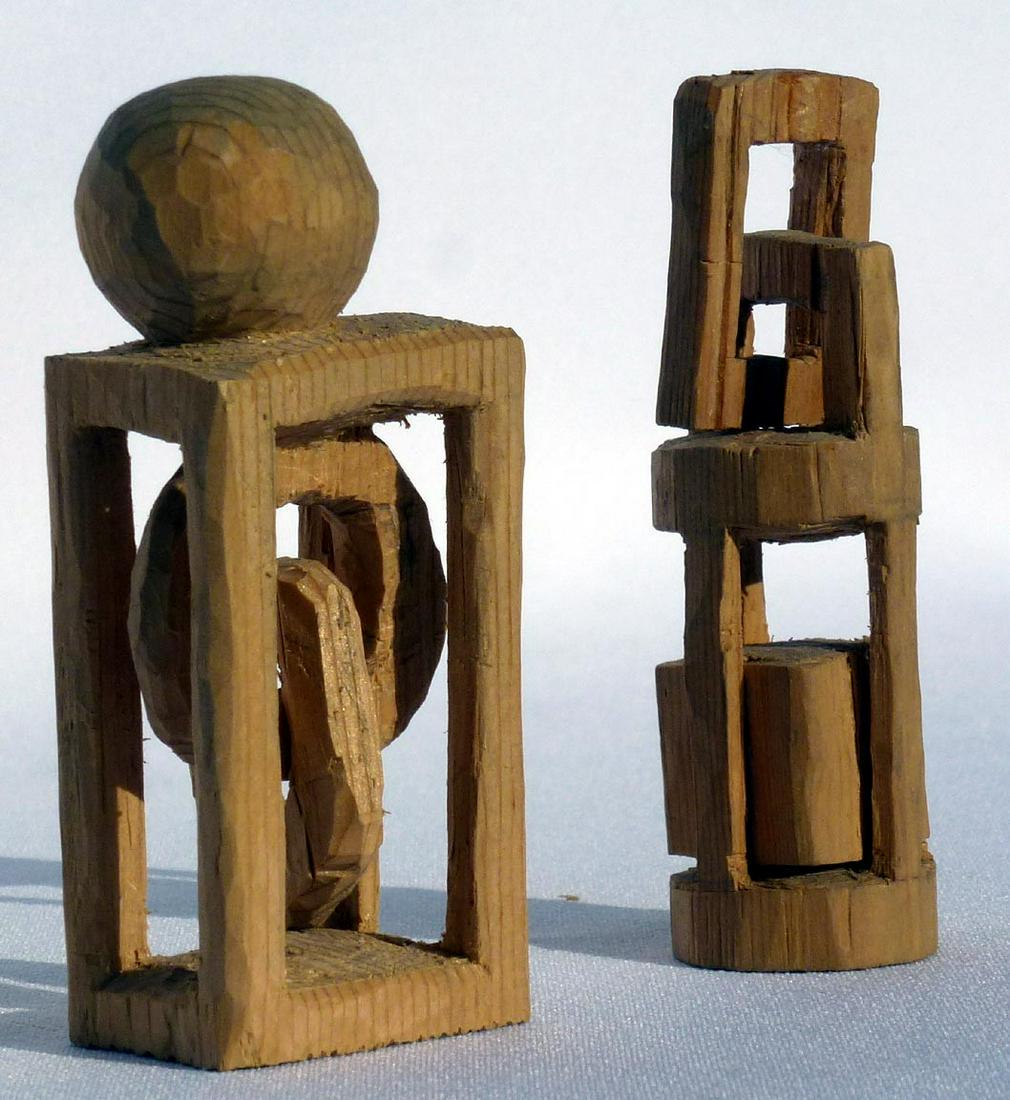 Two carved Folk Art whimseys by the same maker. (1 of 7)