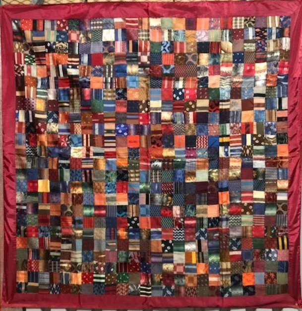 ONE PATCH VICTORIAN SILK SQUARES ANTIQUE QUILT (1 of 3)