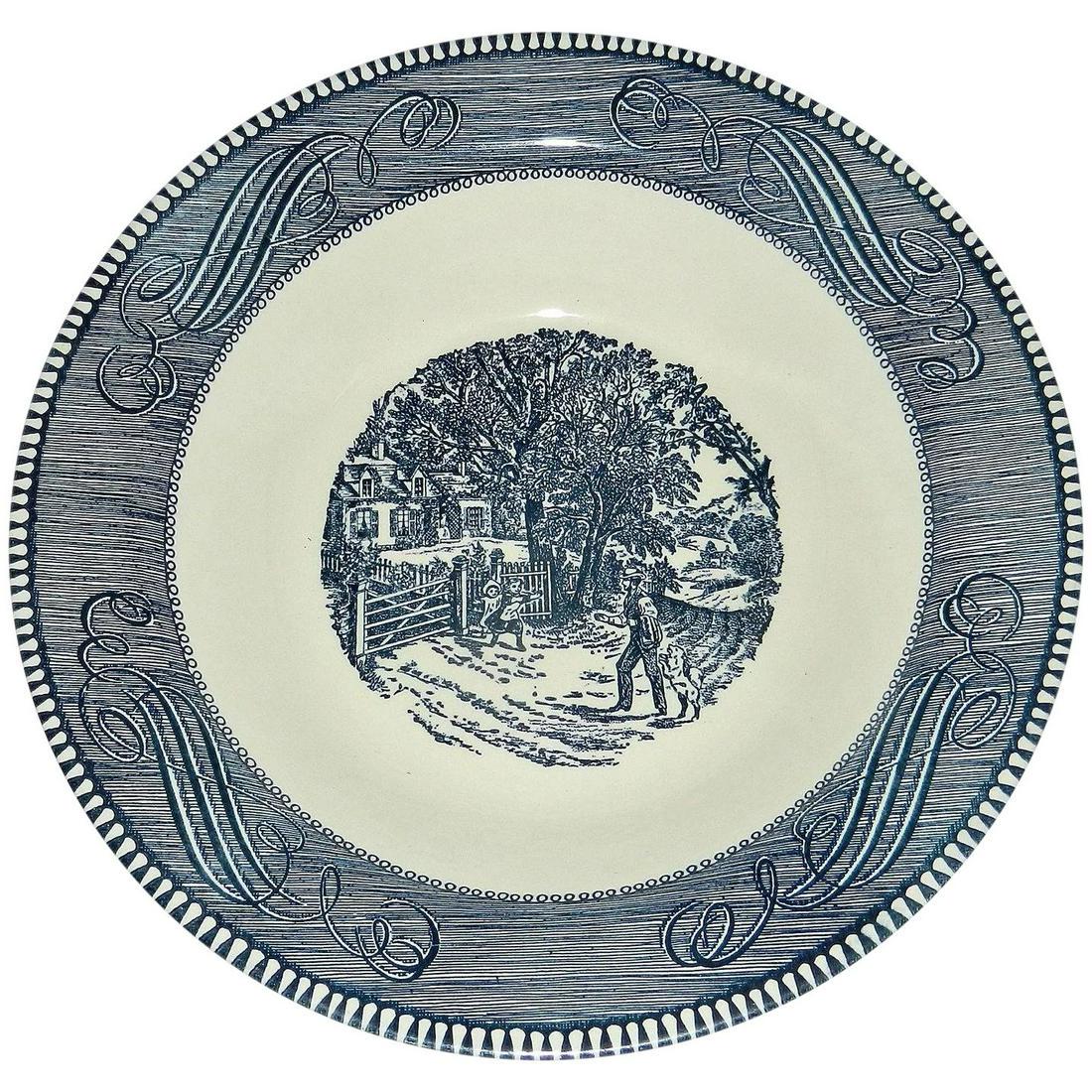 Vintage 1960s Blue and White Currier & Ives 10Â” (1 of 4)