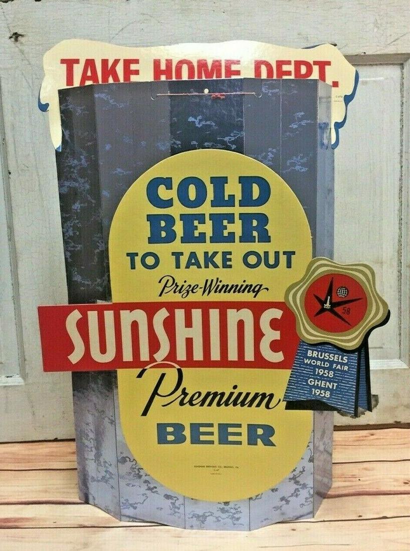 1950'S SUNSHINE BEER FOIL SIGN UNUSED! (1 of 7)