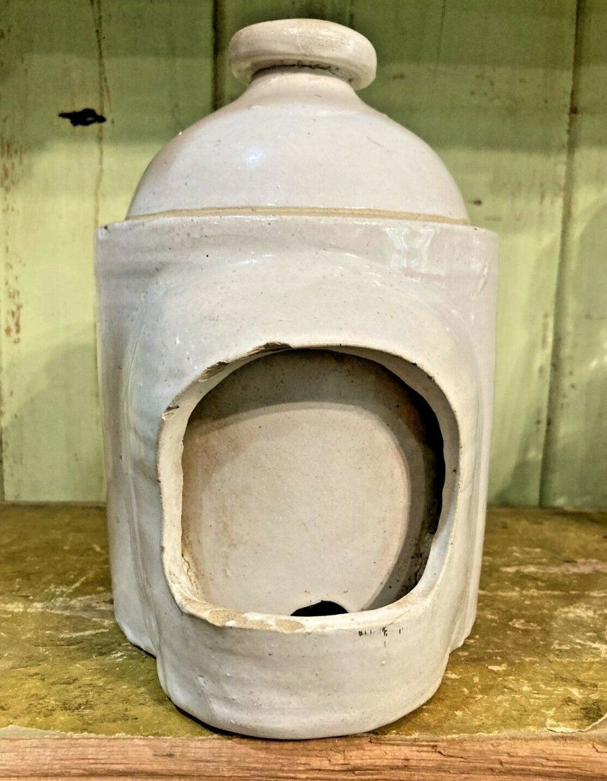 Wonderful Primitive Stoneware Crock Chicken Waterer (1 of 8)