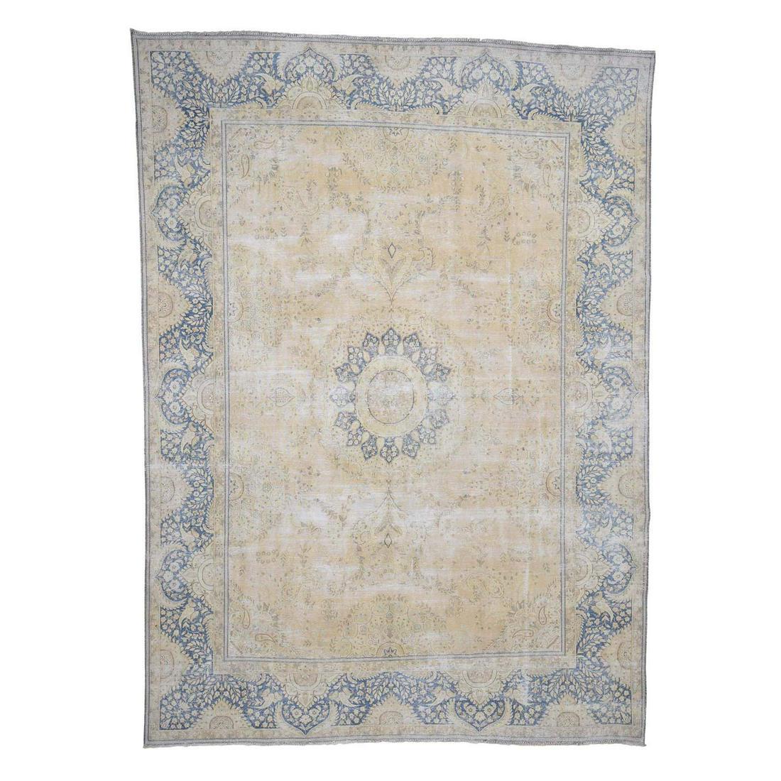 Hand-Knotted White Wash Kerman Sheared Low Pure Wool (1 of 12)