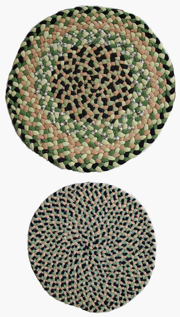 Handmade vintage American Braided sit covers rugs 1' , (1 of 12)