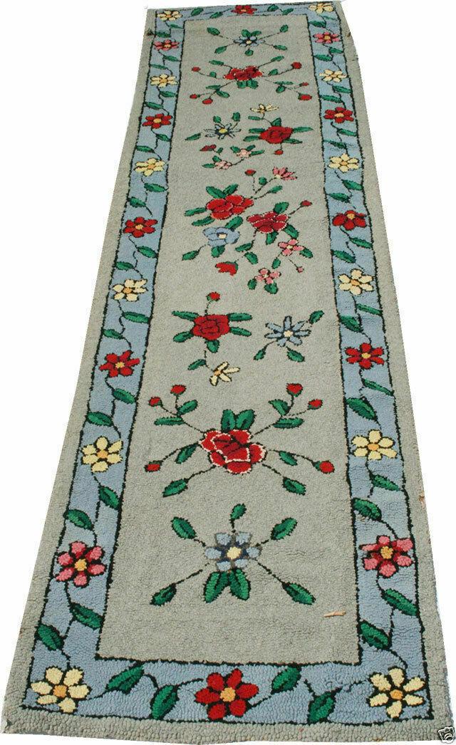 A Rare Vintage American Hooked Rug Runner. (1 of 5)