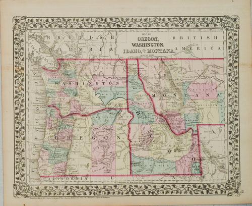 1877 Mitchell Map of Oregon, Washington, Idaho and (1 of 1)