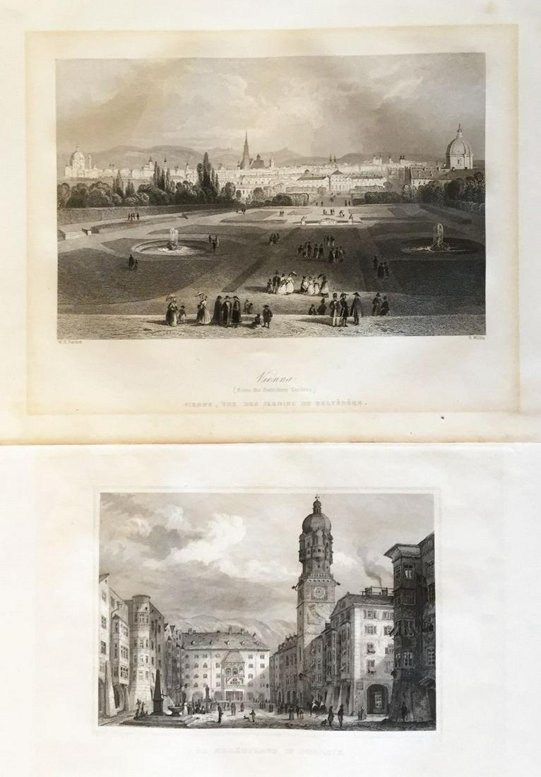 Two mid-1800s Austrian City Views: Vienna & Innsbruck (1 of 3)