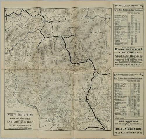 1880 Walling Map of White Mountains -- Map of the White: Title: 1880 Walling Map of White Mountains -- Map of the White Mountains of New Hampshire Reached by the Eastern Railroad and Portland & Ogdensburg R. R. from Walling's Map of the State Cartographer: 