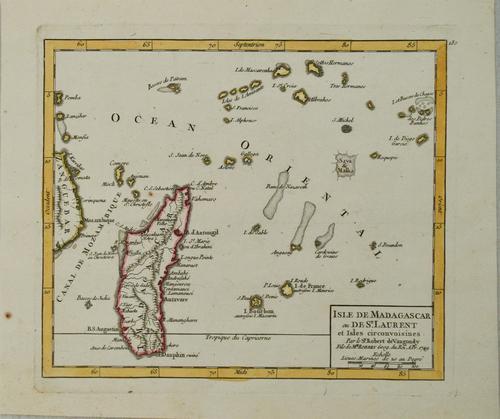 1749 Robert de Vaugondy Map of Madagascar and Indian (1 of 1)