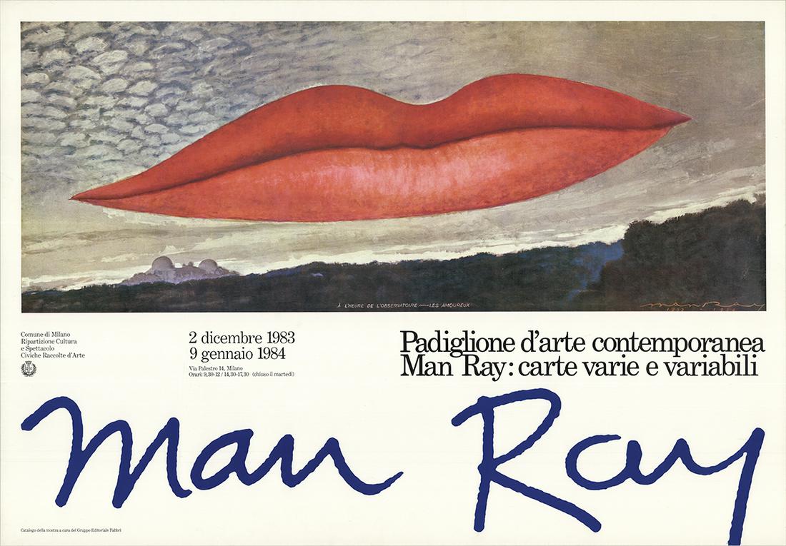 Man Ray: A L'Heure de L'Observatoire-Les Amoureux: Title: A L'Heure de L'Observatoire-Les Amoureux Artist: Man Ray Additional Information: "A L'Heure de L'Observatoire-Les Amoureux" by Man Ray, 1983 Unsigned Offset Lithograph. Paper size is 26.75 x 38