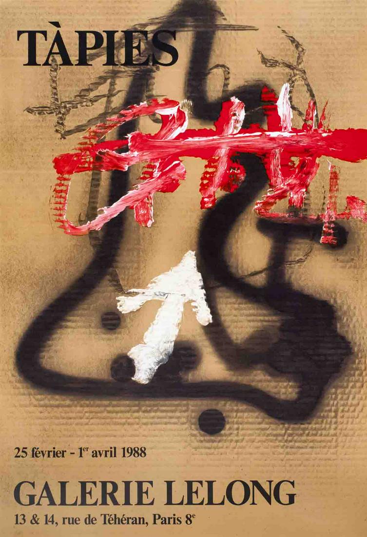Antoni Tapies: Galerie Lelong: Title: Galerie Lelong Artist: Antoni Tapies Additional Information: "Galerie Lelong" by Antoni Tapies, 1988 Unsigned Lithograph. Paper size is 27.25 x 18.75 inches, with an image size of 27.25 x 18.75