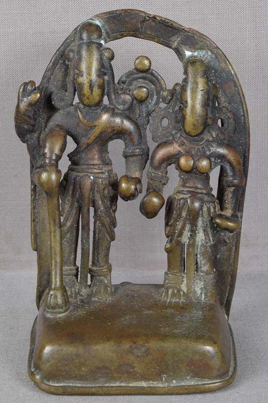 18c Indian bronze GOVINDA BHAIRAVA & PARVATI as beggars (1 of 6)